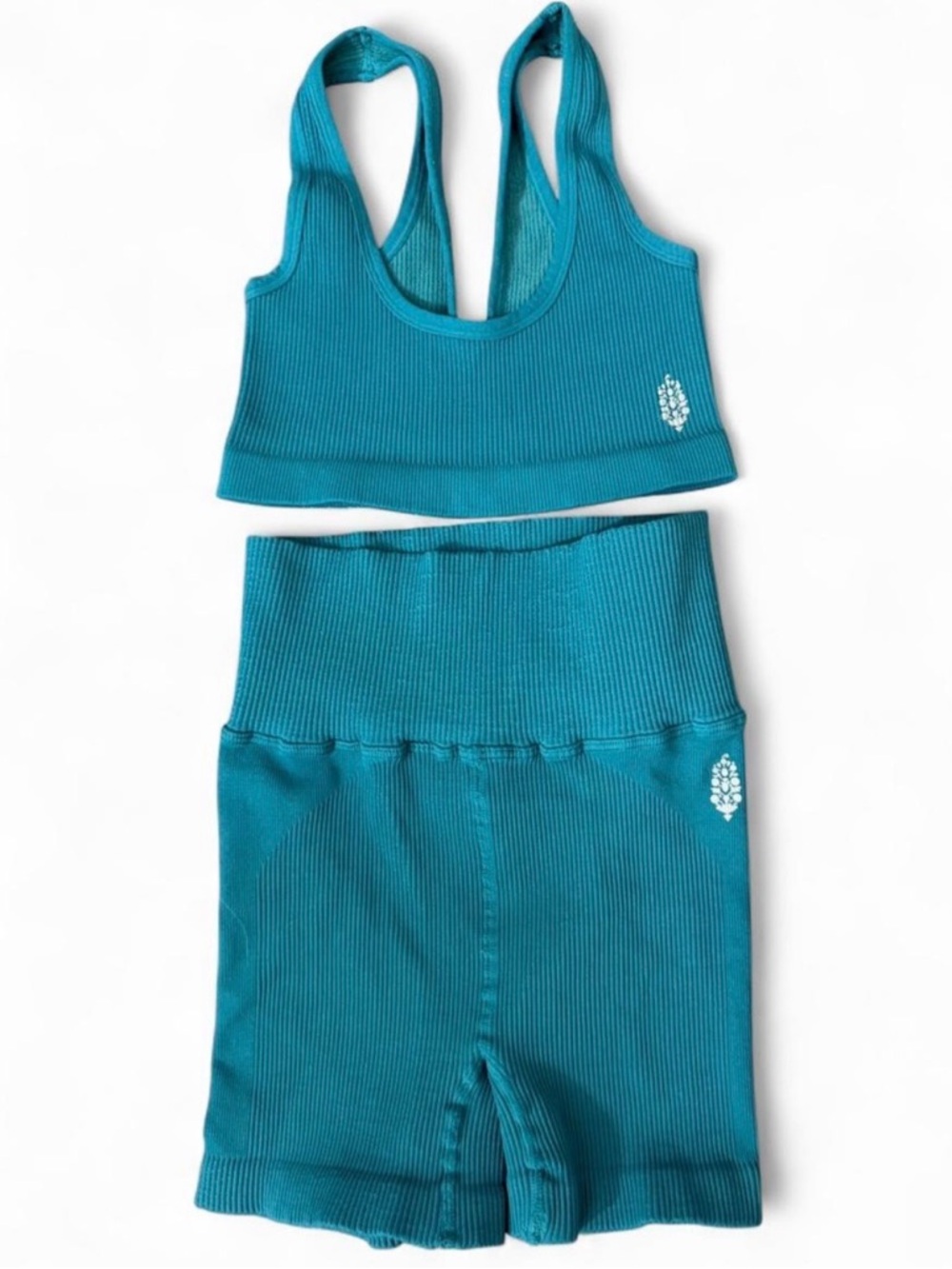 Free People Ribbed Biker Short Workout Set, Size XS